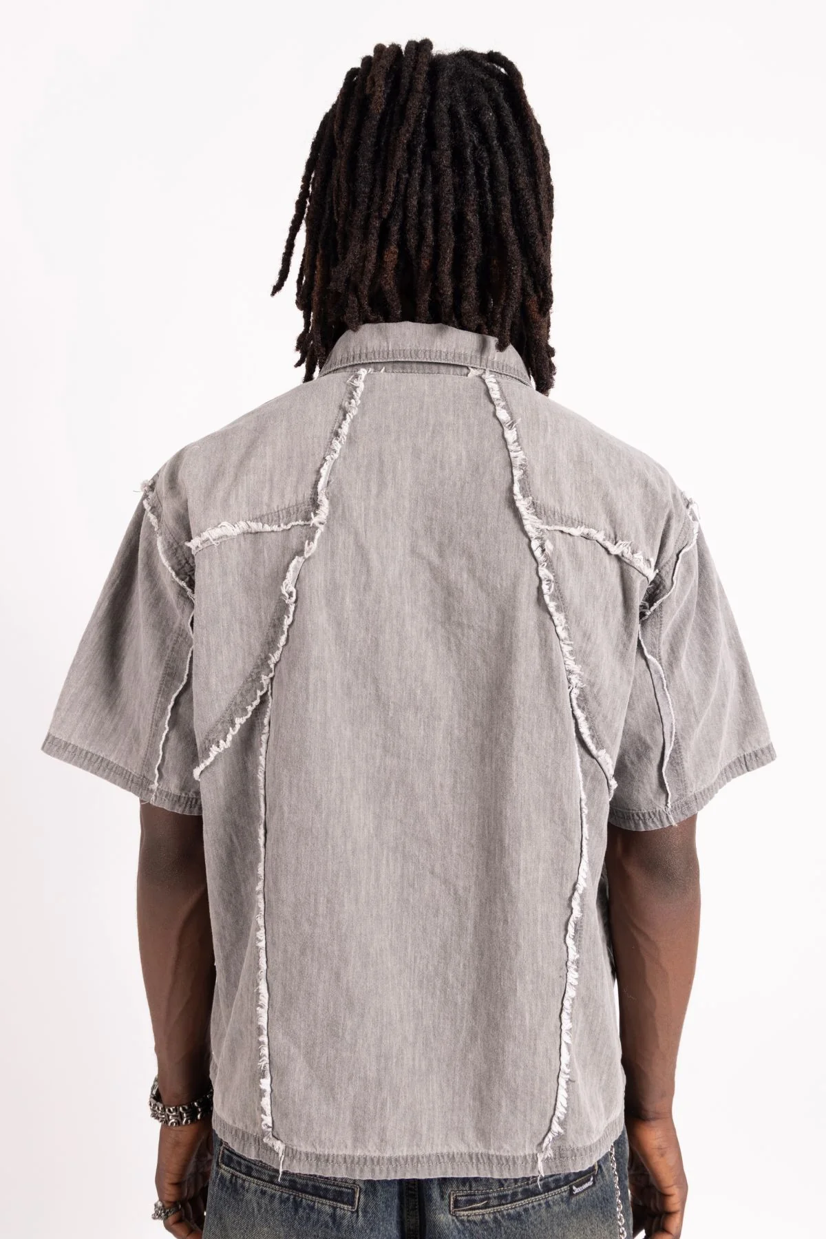 Distressed Collared Shirt Grey - Image 6