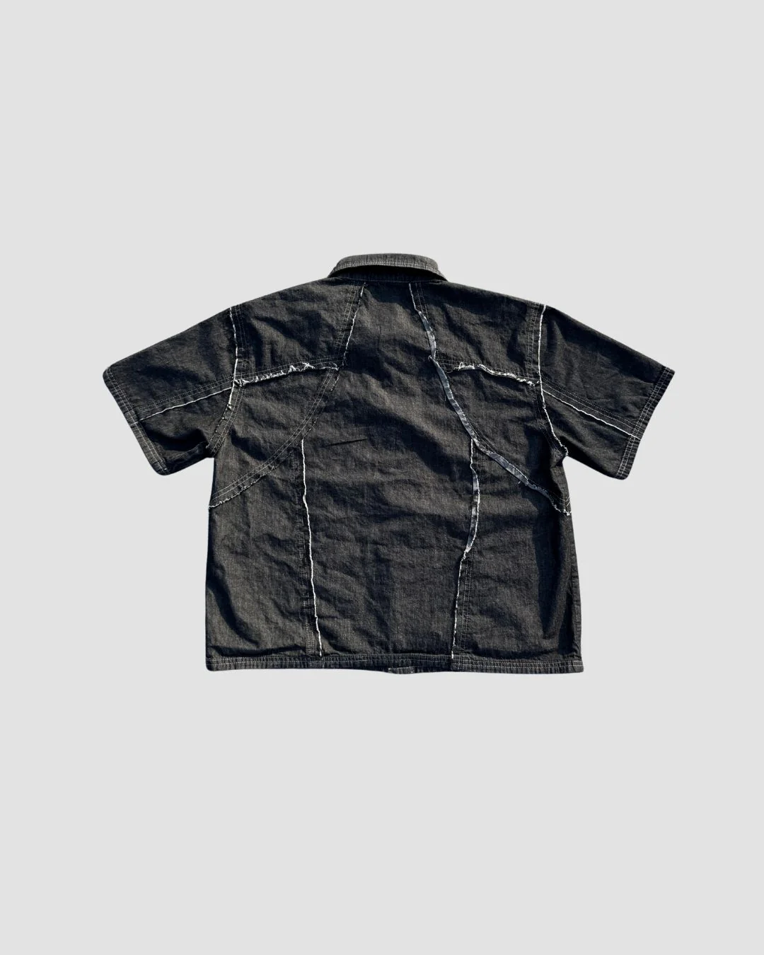 Distressed Collared Shirt Black - Image 4