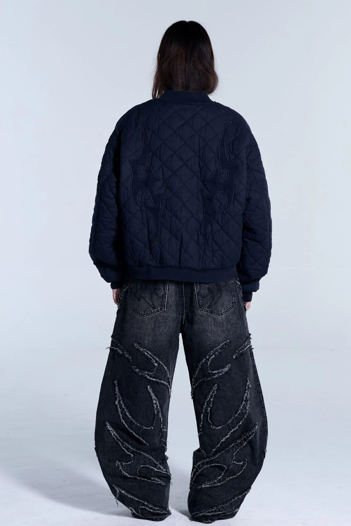 Flamed Navy Bomber Jacket - Image 7