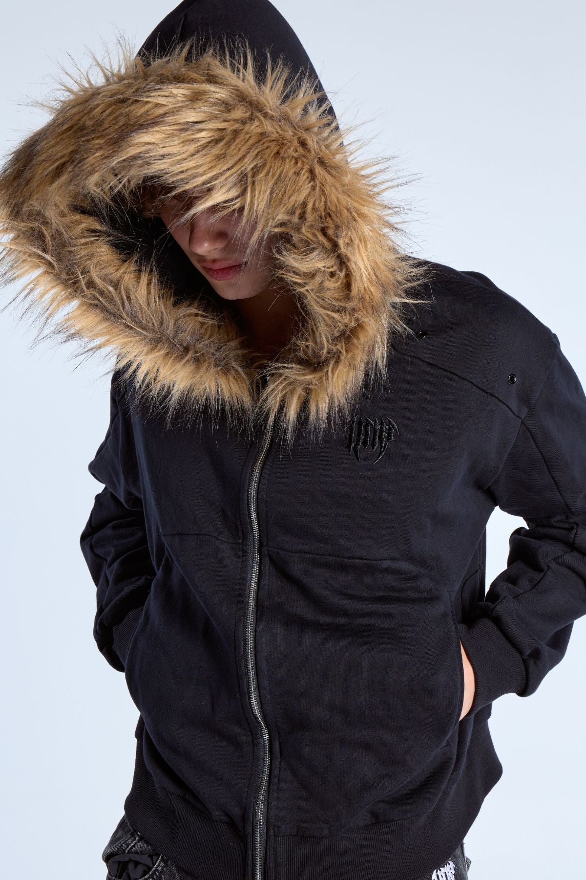Noire Fur Zip Hoodie - Image 4