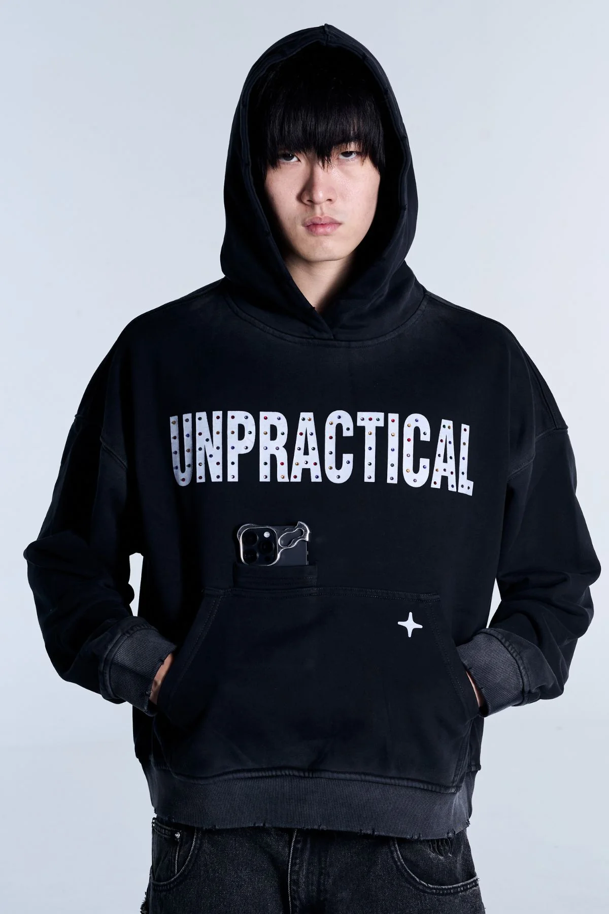 Rhinestone Hoodie Black - Image 3